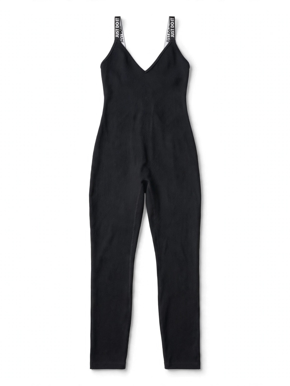 Nike Ribbed Jumpsuit Womens M Black Just Do It Straps Unitard Bodysuit